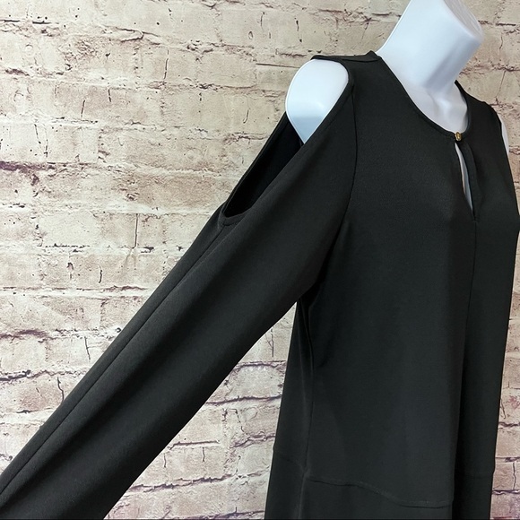 Lauren Ralph Lauren Black Keyhole Neck Cold Shoulder Tunic Blouse NWOT - Picture 3 of 9